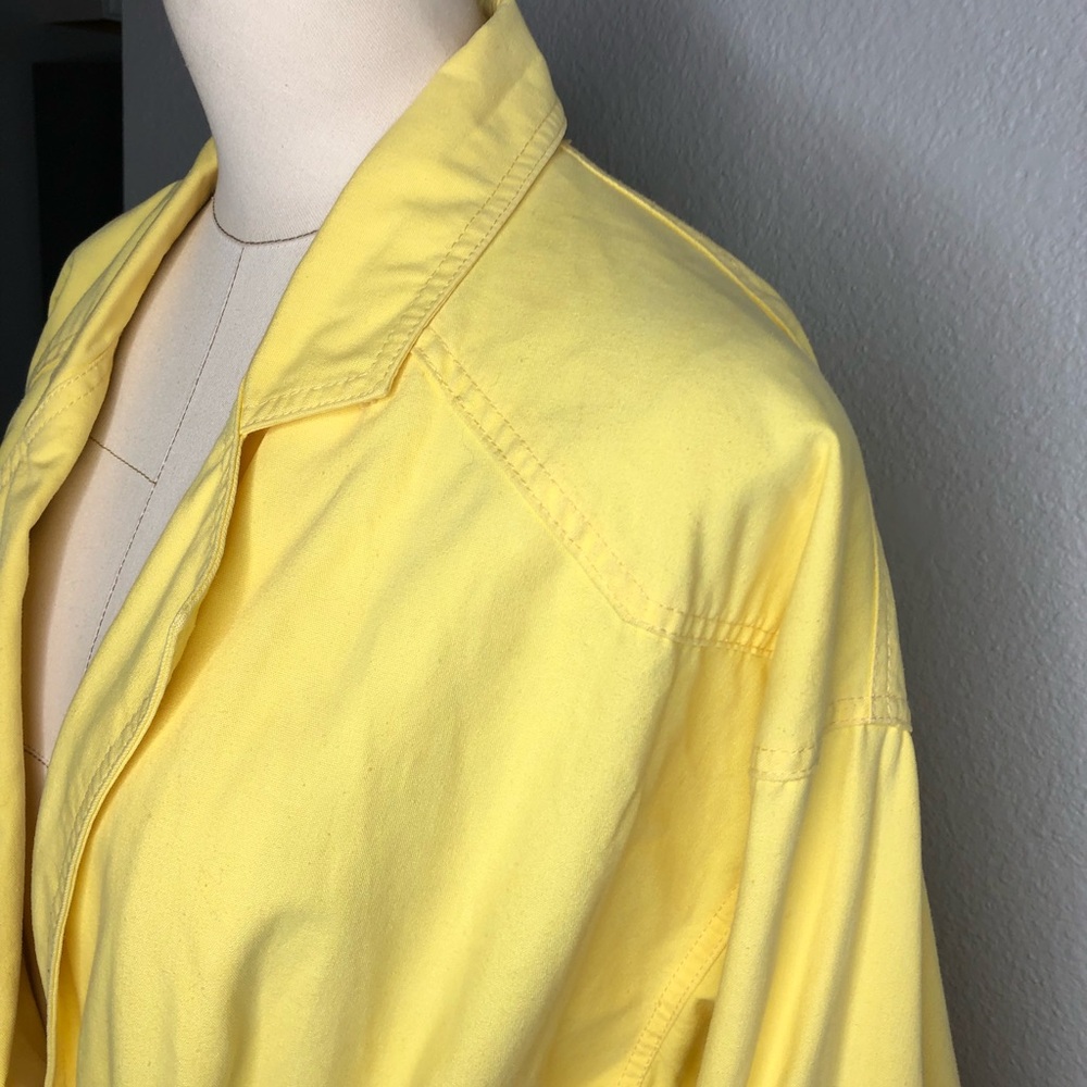1980’s Michael Jackson brand belted wrap trench coat yellow medium - Picture 6 of 11